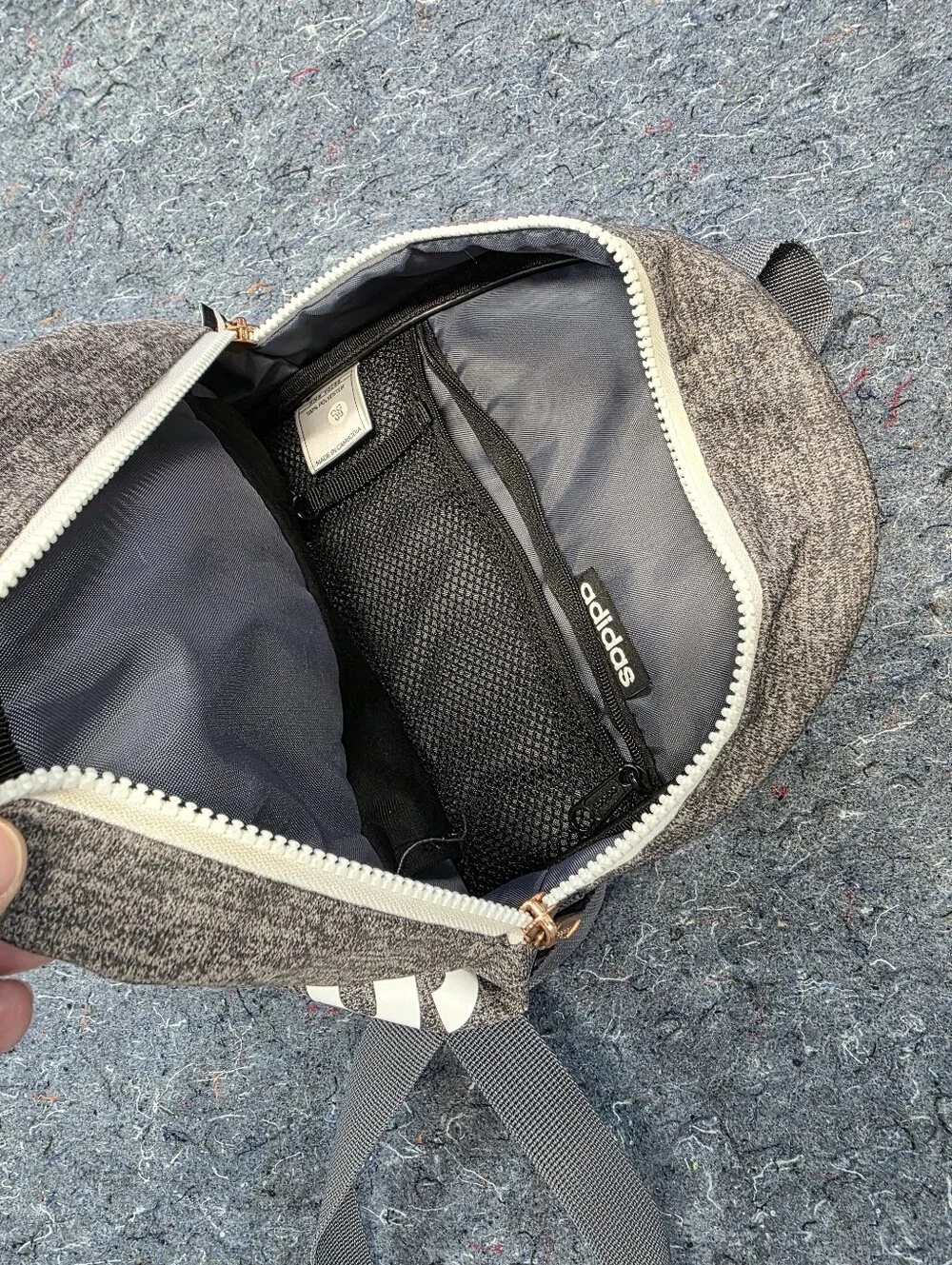 Addidas Mini Backpack Heather Gray With Golden Amber Pulls - Picture 9 of 11